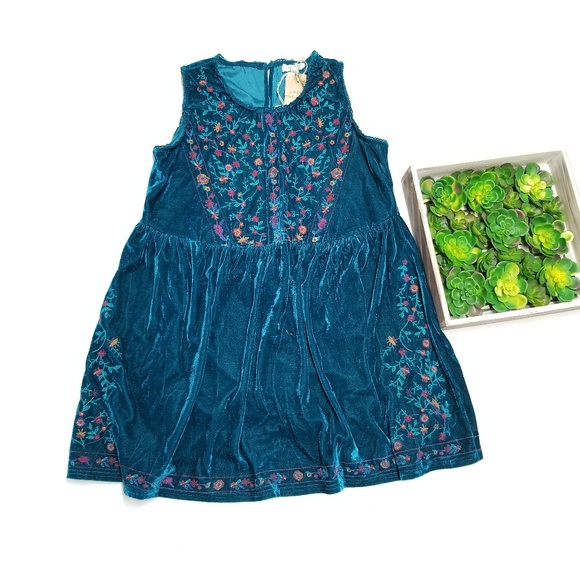Umgee Boho Embroidered Velour Tank Dress - Picture 7 of 8